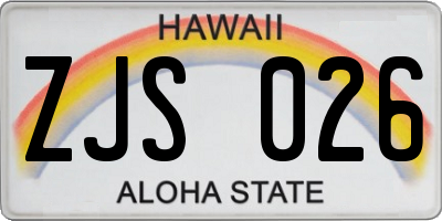 HI license plate ZJS026