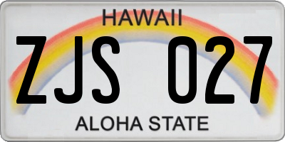 HI license plate ZJS027