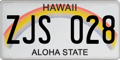 HI license plate ZJS028