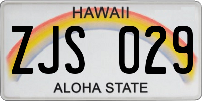 HI license plate ZJS029