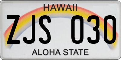 HI license plate ZJS030