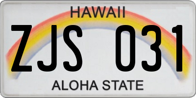 HI license plate ZJS031
