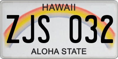 HI license plate ZJS032