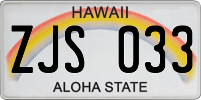 HI license plate ZJS033