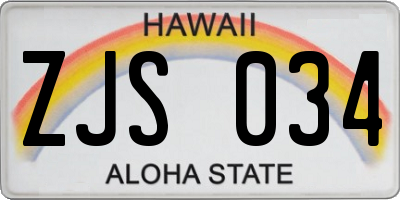 HI license plate ZJS034