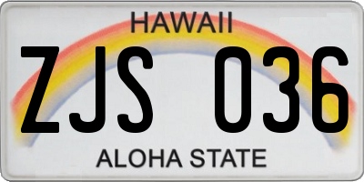 HI license plate ZJS036