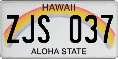 HI license plate ZJS037