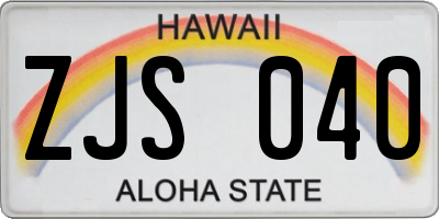 HI license plate ZJS040