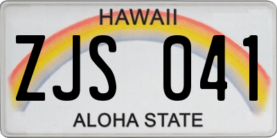 HI license plate ZJS041