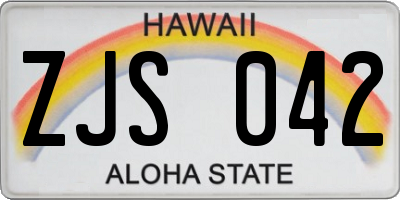 HI license plate ZJS042