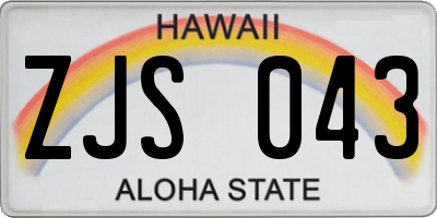 HI license plate ZJS043
