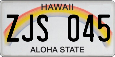 HI license plate ZJS045