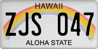 HI license plate ZJS047
