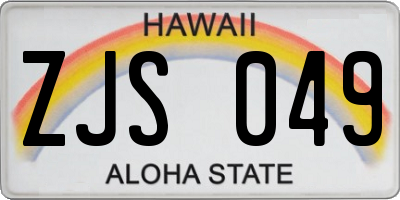 HI license plate ZJS049