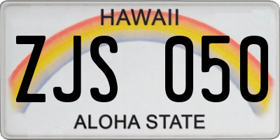 HI license plate ZJS050