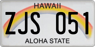 HI license plate ZJS051