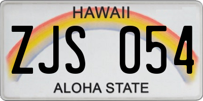 HI license plate ZJS054