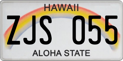 HI license plate ZJS055