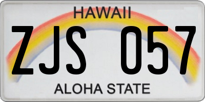 HI license plate ZJS057