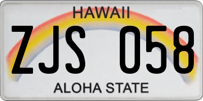 HI license plate ZJS058