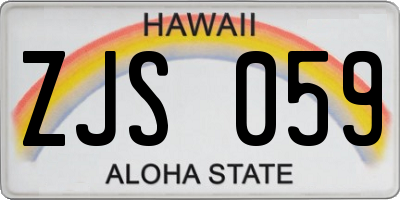 HI license plate ZJS059