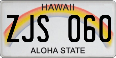 HI license plate ZJS060