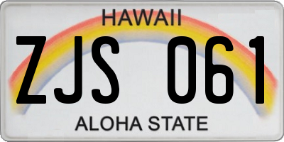 HI license plate ZJS061