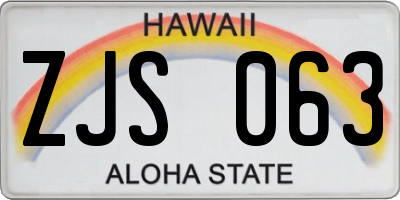 HI license plate ZJS063
