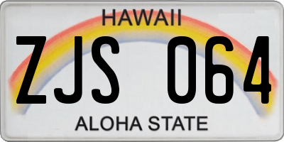 HI license plate ZJS064