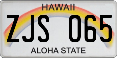HI license plate ZJS065