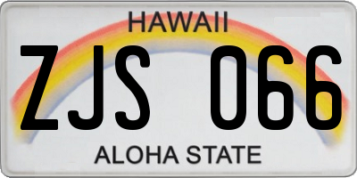 HI license plate ZJS066