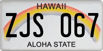 HI license plate ZJS067