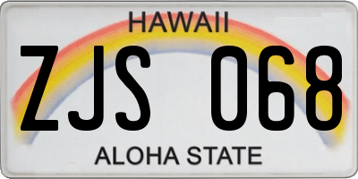 HI license plate ZJS068