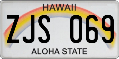 HI license plate ZJS069