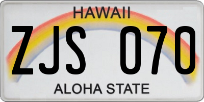 HI license plate ZJS070