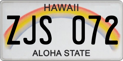 HI license plate ZJS072
