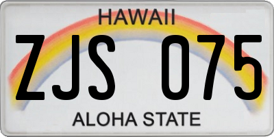 HI license plate ZJS075