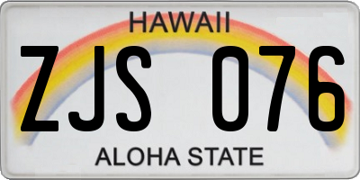 HI license plate ZJS076
