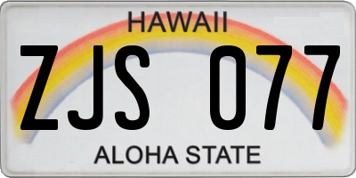 HI license plate ZJS077