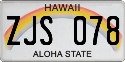 HI license plate ZJS078