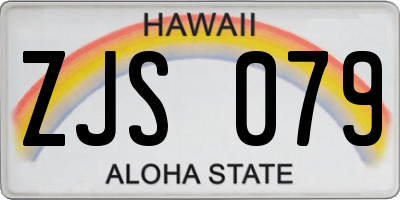 HI license plate ZJS079