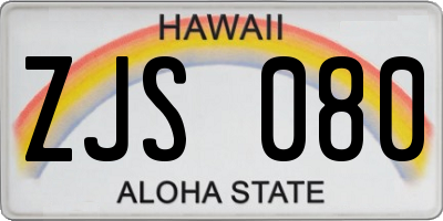 HI license plate ZJS080