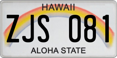 HI license plate ZJS081