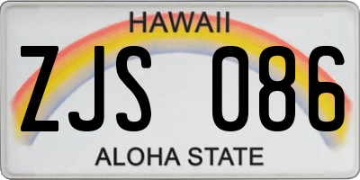 HI license plate ZJS086