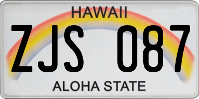 HI license plate ZJS087