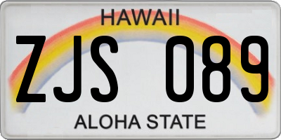 HI license plate ZJS089