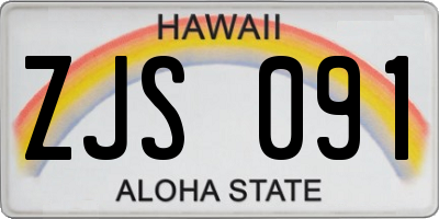 HI license plate ZJS091