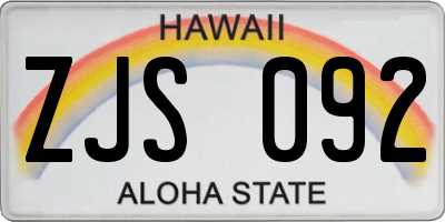 HI license plate ZJS092