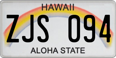HI license plate ZJS094