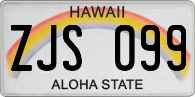 HI license plate ZJS099